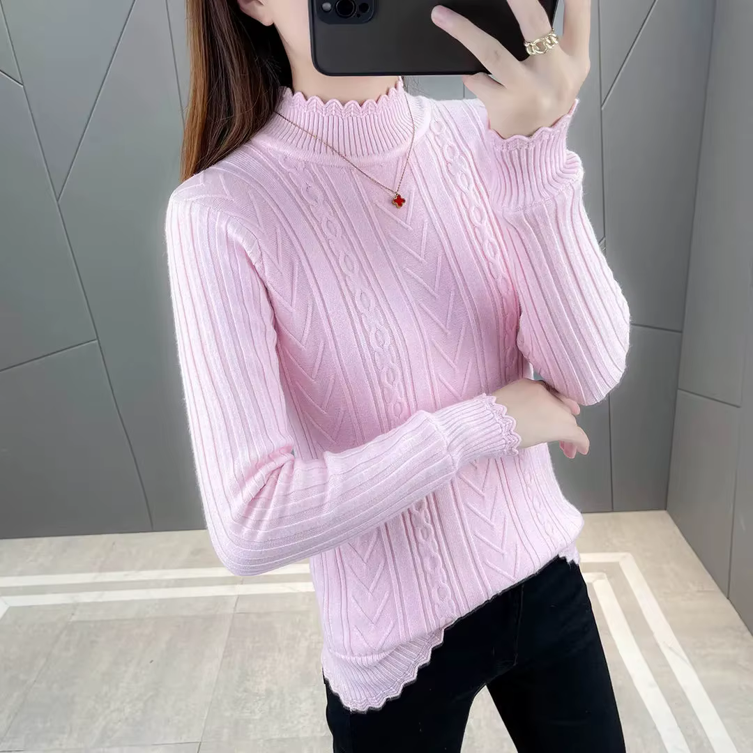Pull à Manches sulfpour Femme, Tricot Chaud, Demi-Col Roulé, Chemise de Base, Nouvelle Collection Au