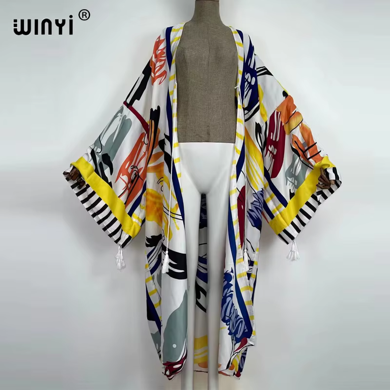 WINYI – Cardigan longue et ample pour femme, Caftan, robe de Cocktail, style Boho, Maxi, vacances af