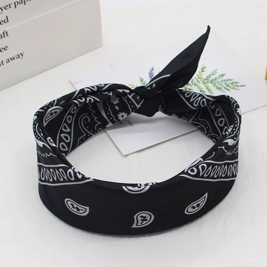 Bandana tête carrée Hip Hop foulards noirs femmes sport Bandana bandeau de cheveux foulard de cou sp