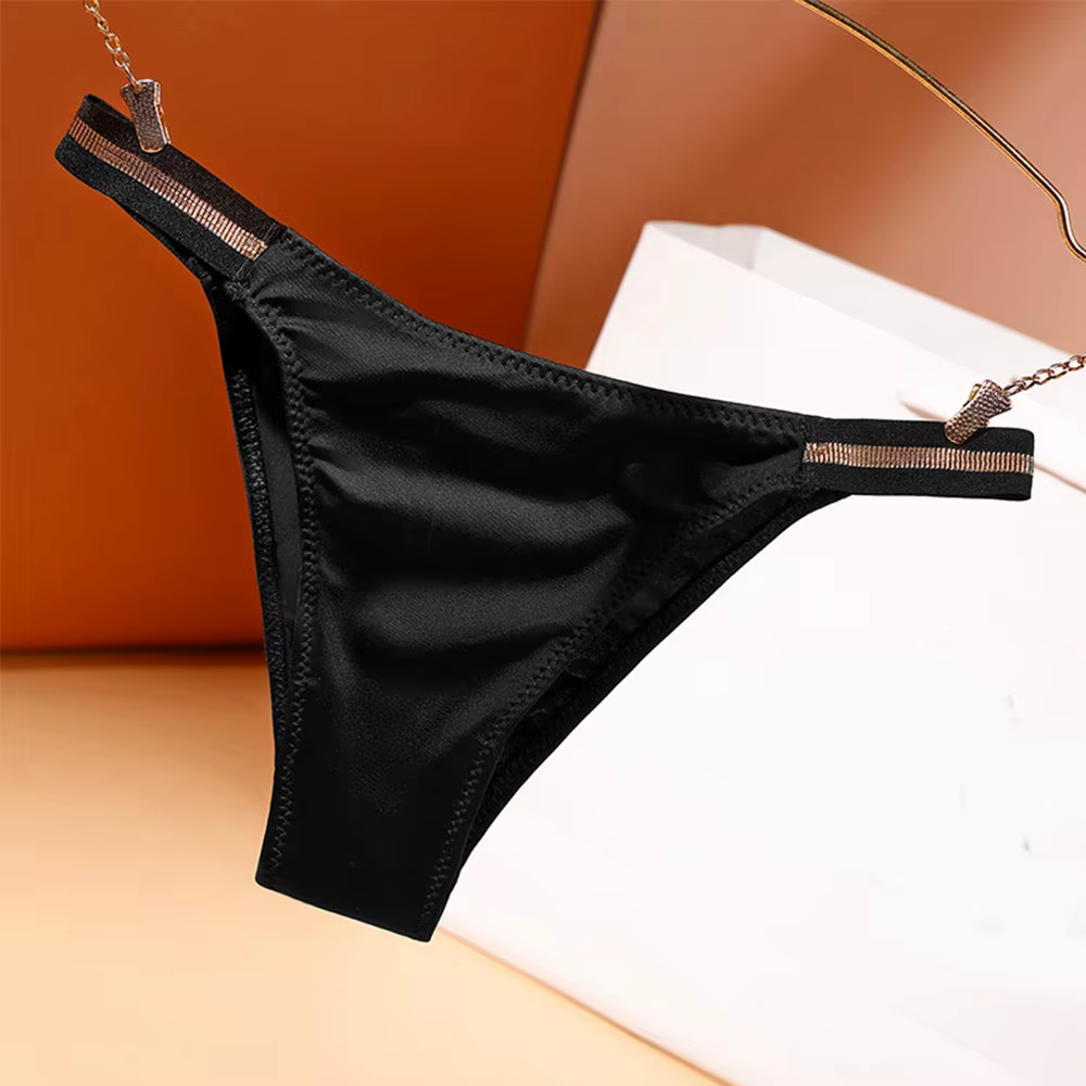 Culotte soyeuse sexy pour femmes, string fin, sous-vêtements de glace, ceinture brillante, bikini ta