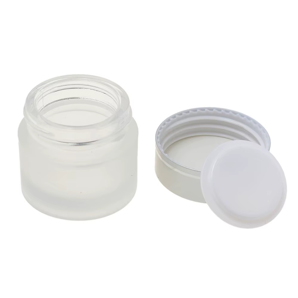 Bouteilles d'onguent rechargeables en verre givré, Pot cosmétique vide, conteneur de crème pour le v
