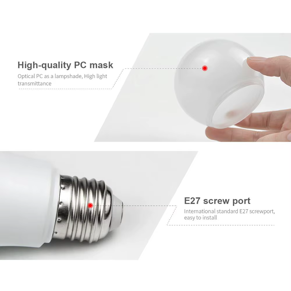 Ampoule LED avec capteur de lumière E27, 15W, crépuscule à l'aube, interrupteur marche/arrêt automat