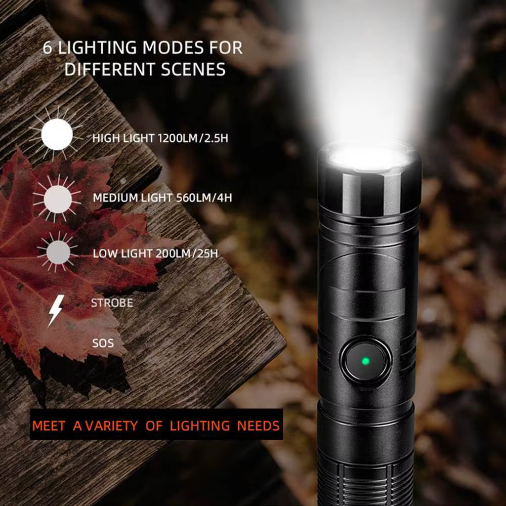 12W SST40 LED lampe de poche tactique 90 degrés rotatif USB Rechargeable torche magnétique chasse Ca