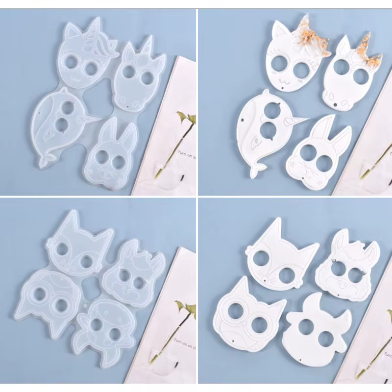 Moule en Silicone Transparent en résine, artisanat décoratif, bricolage, hibou de noël, chat, penden