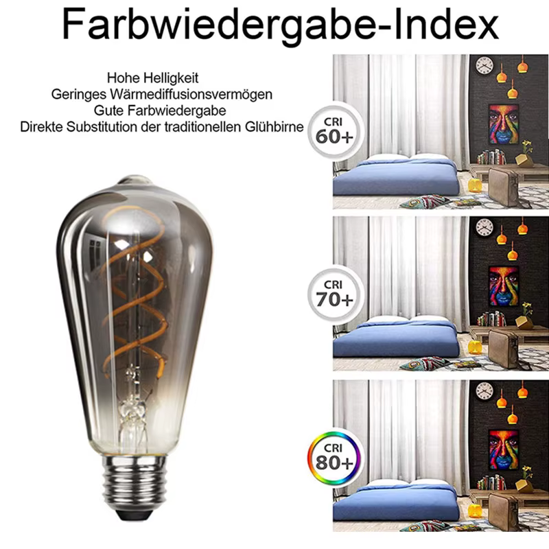 LED ST64 gris fumé E27 4W 6W 220V 110V, variable 2700K, ampoule à Filament GSpiral chaud, éclairage 
