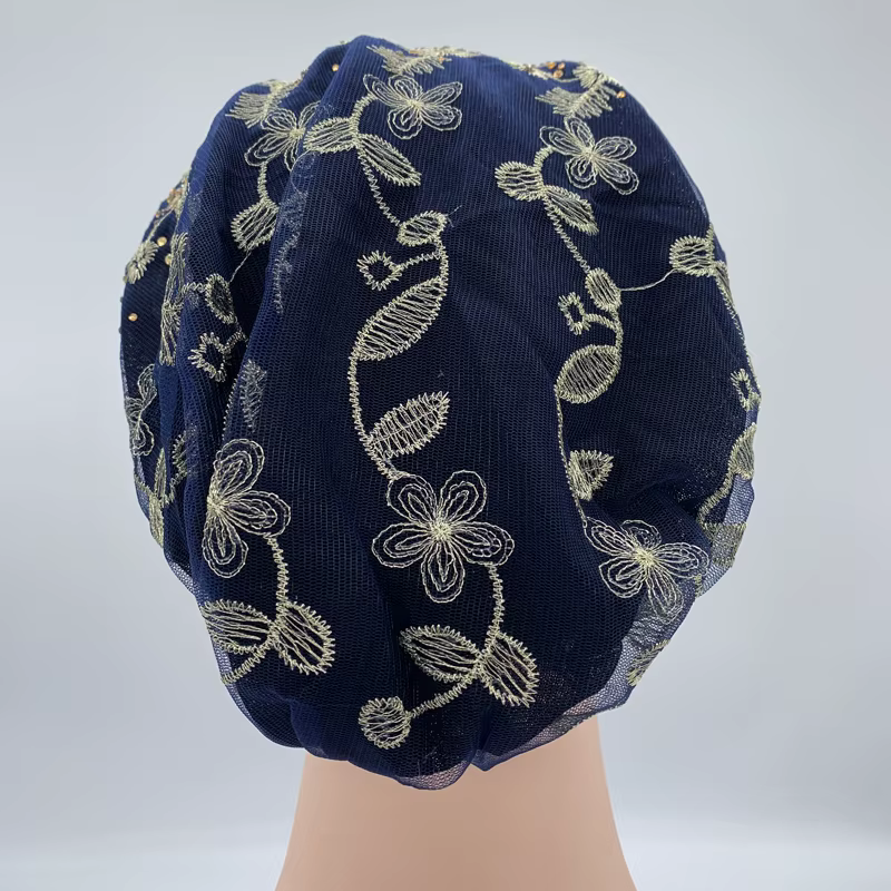Turban à perles pour femmes, broderie, mode, couvre-chef musulman, Bonnets, chapeau de chimiothérapi