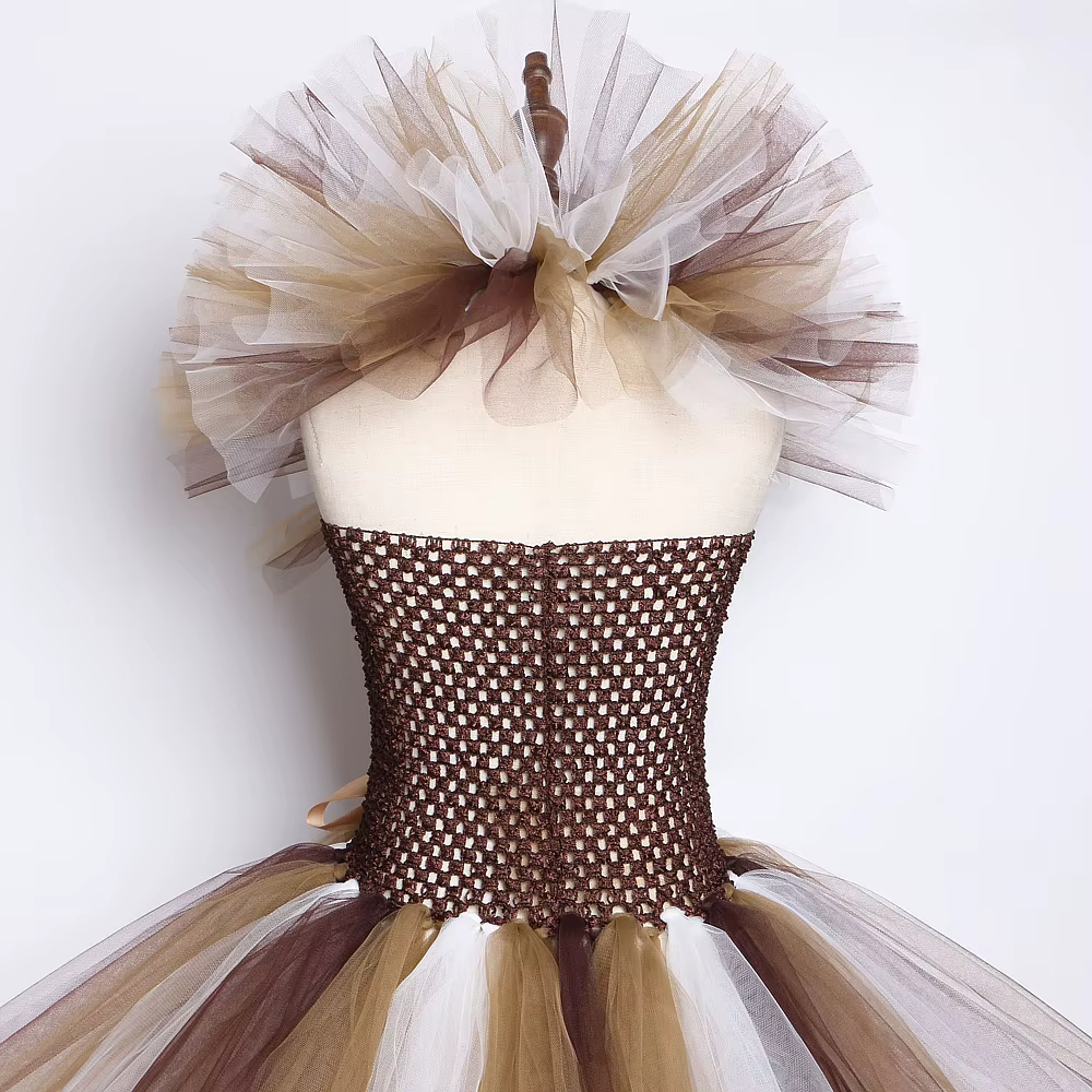 Costume de Lion de la Jungle marron pour bébés filles, robe Tutu fantaisie de fête d'animaux pour en