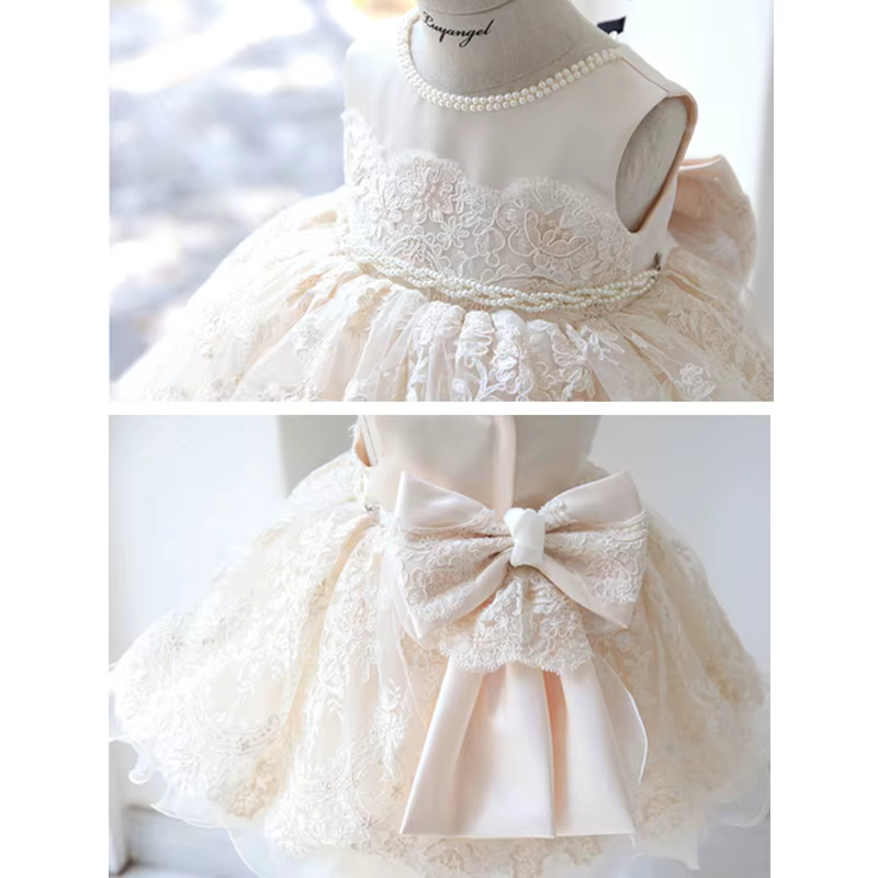 IYEAL-Robe de demoiselle d'honneur en dentelle, tenue de Rh, de baptême, d'anniversaire, pour enfant