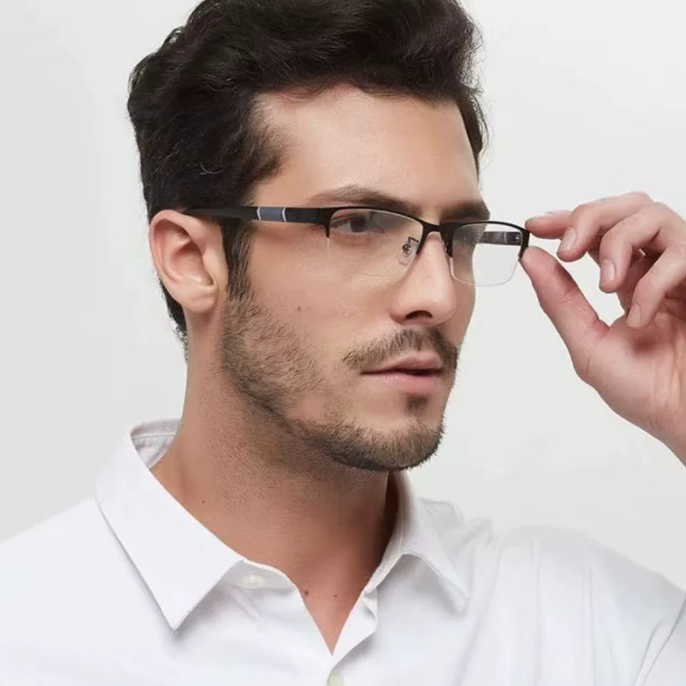 Lunettes de lecture anti-lumière bleue en métal pour hommes, lunettes myopes, lunettes d'affaires, d