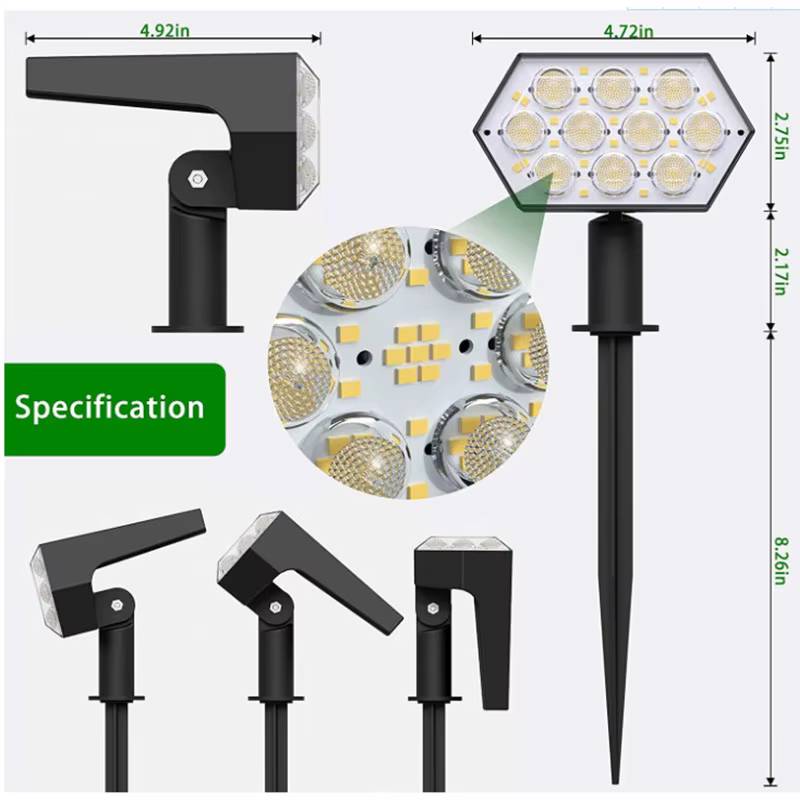 108 LED lumières solaires extérieures spots solaires projecteurs de paysage 92 LED réglable décorati