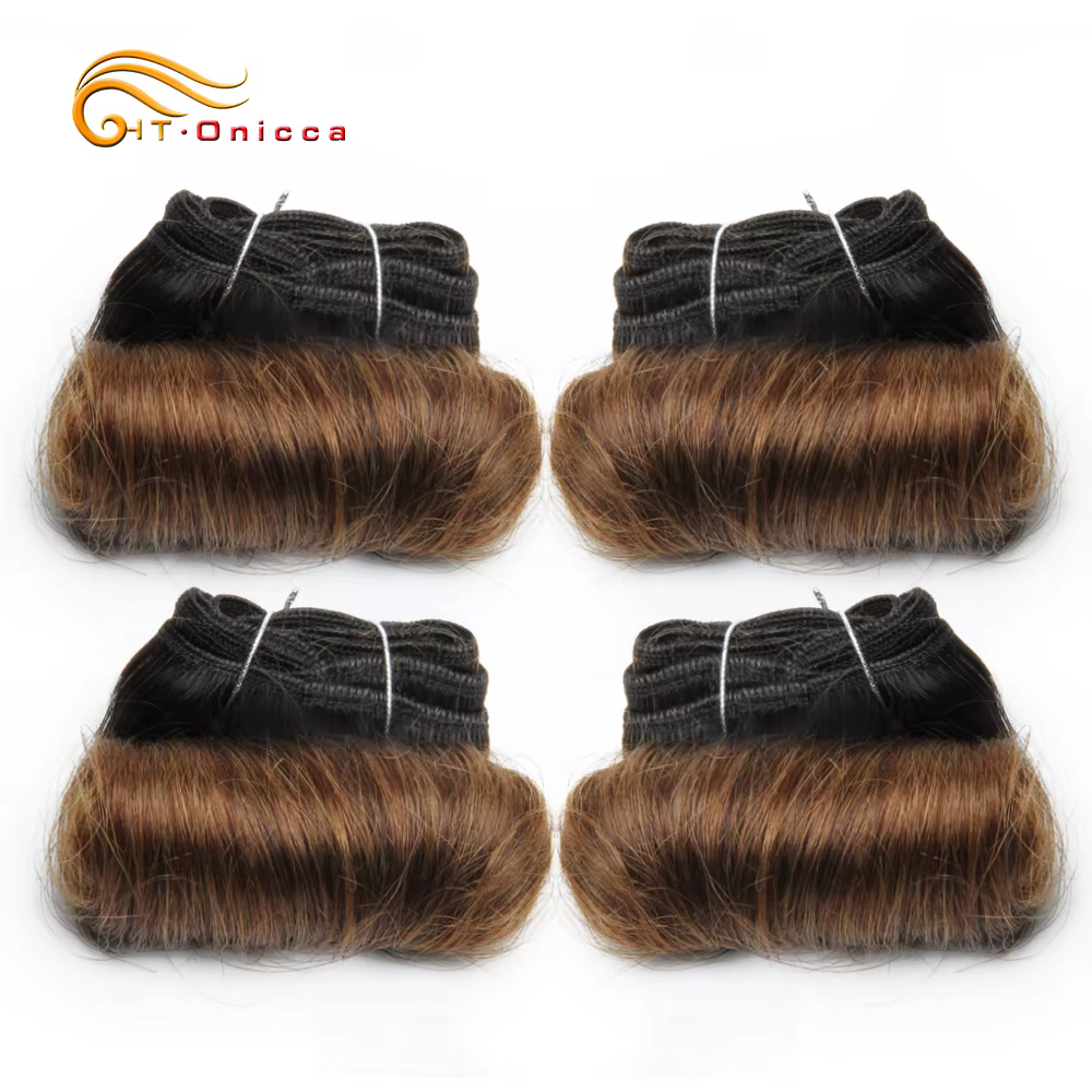 Tissage en lot brésilien Remy 100% naturel bouclé, Extension de cheveux Afro 1B 30, bordeaux, 5 5 6 