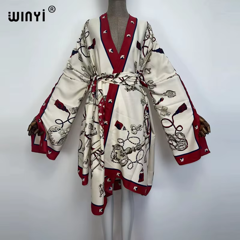 WINYI-Cardigan africain à manches chauve-souris pour femmes, robe de cocktail, style Boho, Maxi, 202
