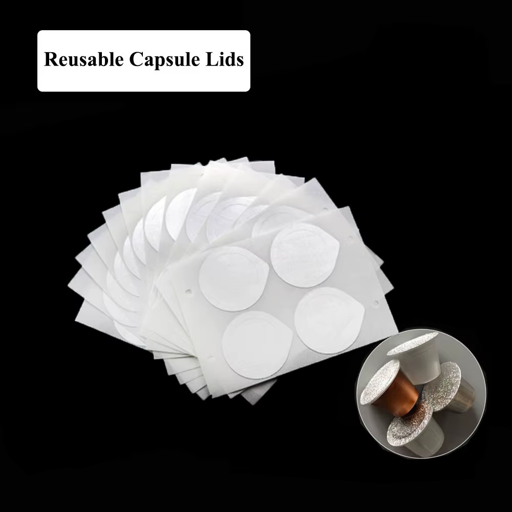 Autocollant de remplissage de capsules de café, en acier inoxydable, auto-adhésif, couvercle de bras