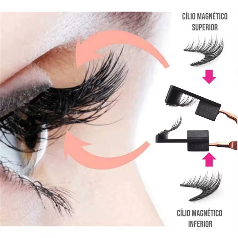 8 pièces, 2 paires de faux cils magnétiques 3D, cils magnétiques, outils de maquillage, extensions d