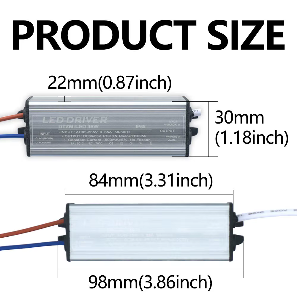 AC85-265V LED pilote accessoires 600mA 36W pour LED alimentation transformateurs d'éclairage pour ex