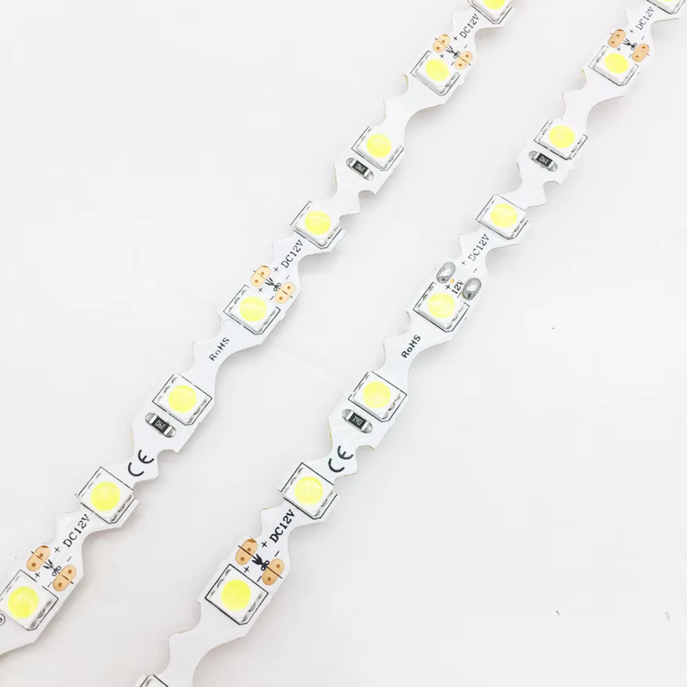 Bande LED Flexible en forme de S, 5m, 12V, 24V, 5050 RGB, blanc chaud, blanc, 60LED/m, canal de plia