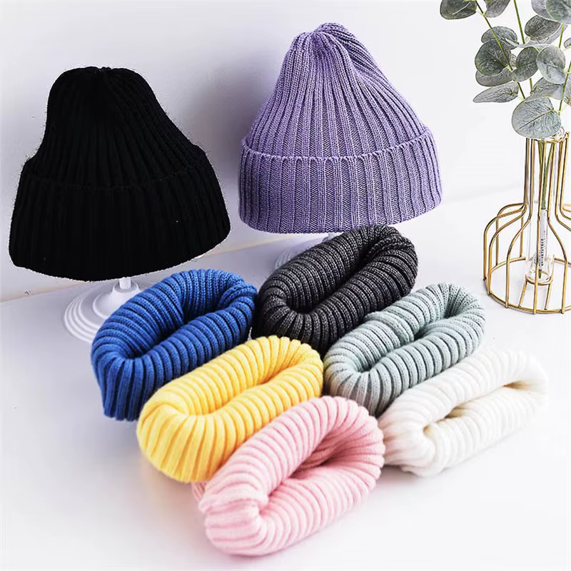 Bonnet tricoté côtelé pour bébés filles et garçons, casquette coupe-vent décontractée pour tout-peti