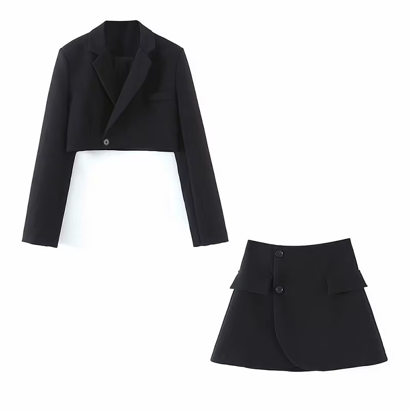 XEASY-Ensemble Deux Pièces pour Femme, Blazer, Jupe Courte, Tweed Trempé, Manches sulf