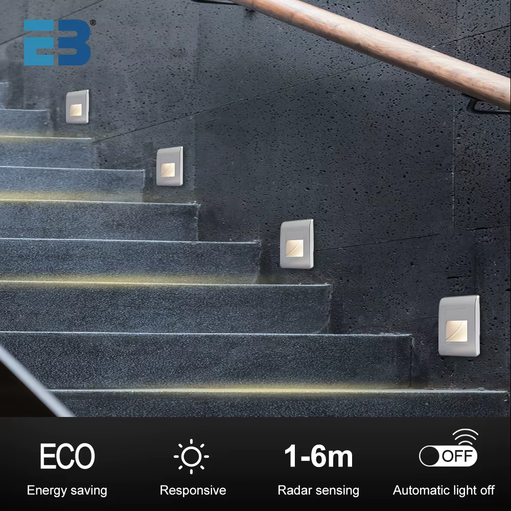 Led escalier lumière 4 couleurs PIR capteur applique murale AC110V 220V encastré pied couloir étape 