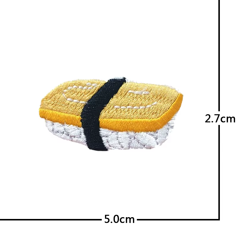 Sushi saumon poché oeuf Patch pour vêtements fer sur broderie Applique mignon tissu Badge bricolage