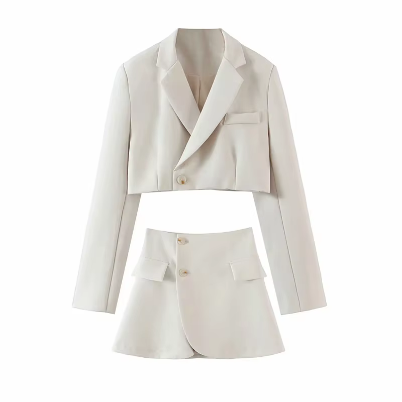 XEASY-Ensemble Deux Pièces pour Femme, Blazer, Jupe Courte, Tweed Trempé, Manches sulf
