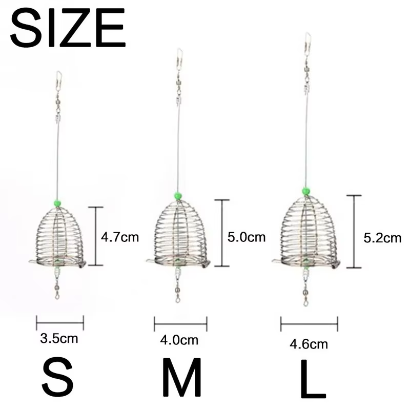 FLYSAND poisson petit acier inoxydable appât Cage panier mangeoire support pêche leurre Cage pêche a