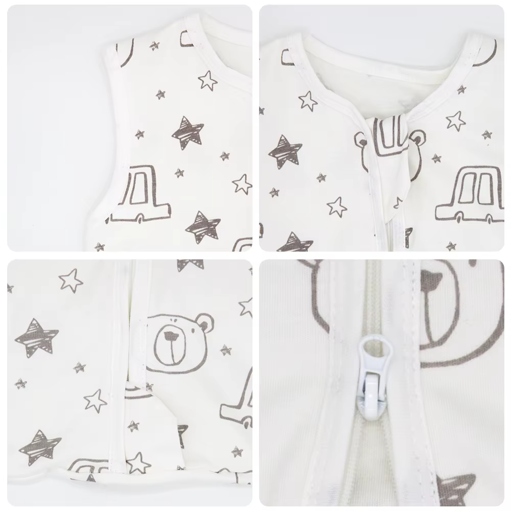 Sacs de couchage pour bébé de 3 à 18 mois, vêtements de nuit fins d'été une pièce imprimé ours migno