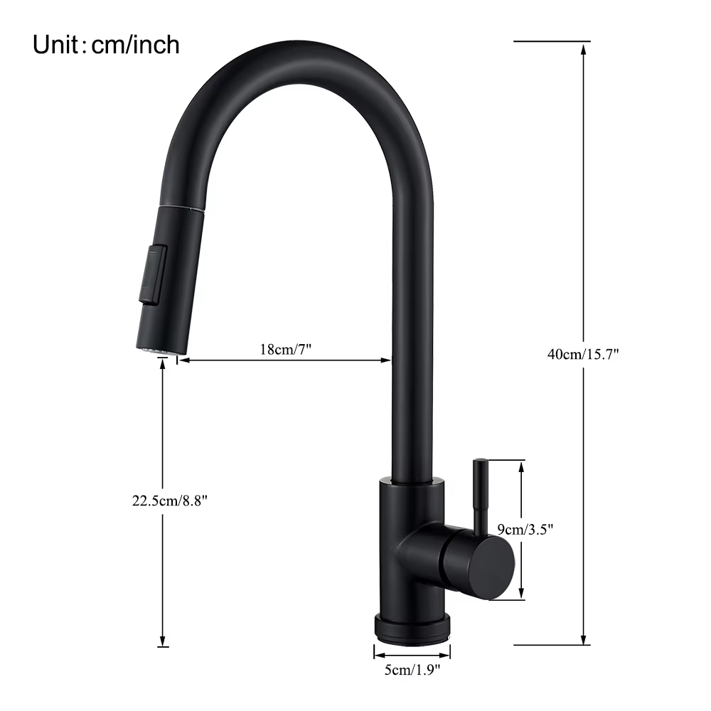 Robinet de cuisine noir à deux fonctions, mélangeur extractible à poignée unique, robinets d'eau cha
