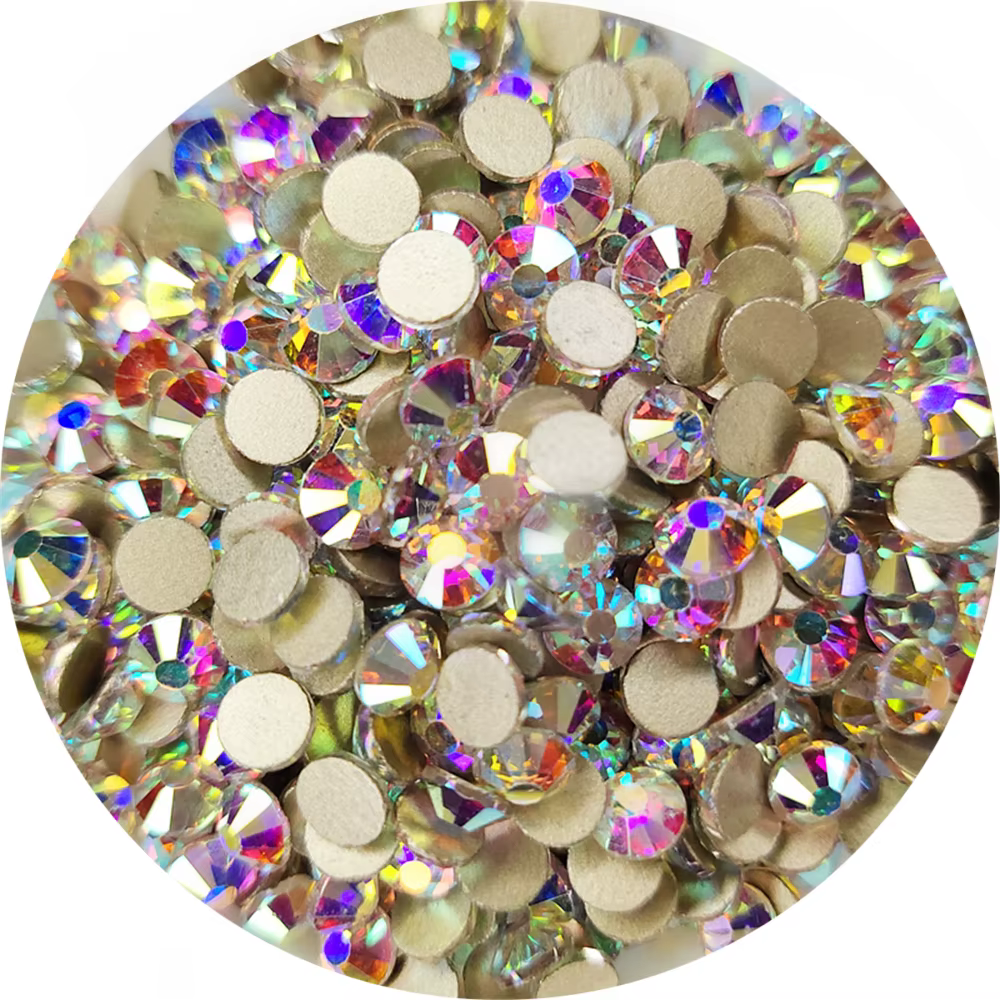 Top paillettes cristal AB/Base or clair Strass Non correcteurs à chaud SS3-SS50 Strass à dos plat et