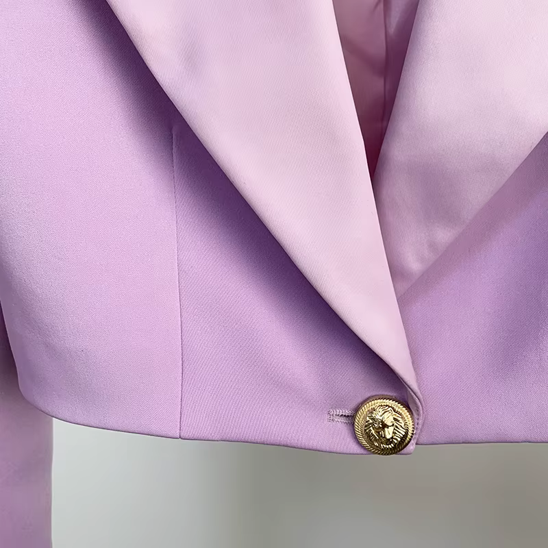 Blazer court en satin à boutons simples pour femmes, veste de créateur, col extra initié, haute qual