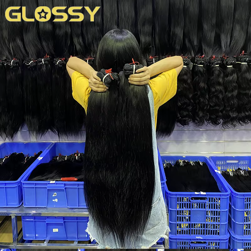 Extensions de cheveux humains vierges bruts pour femmes, faisceaux droits indiens, en vrac, en vente