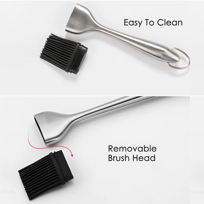 Brosse à badigeonner en Silicone pour Barbecue, brosse à Sauce à l'huile, poignée en acier inoxydabl