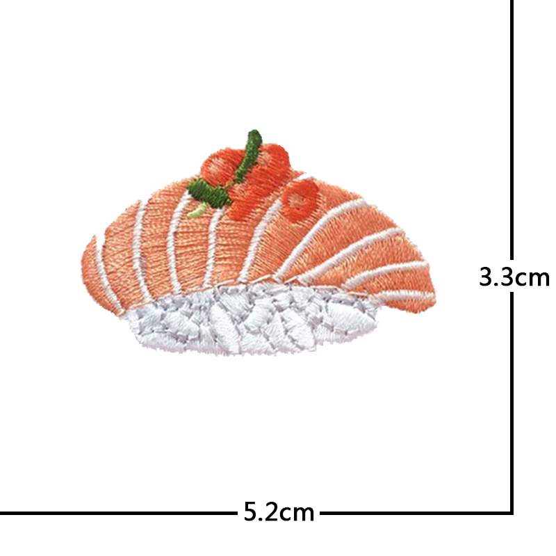 Sushi saumon poché oeuf Patch pour vêtements fer sur broderie Applique mignon tissu Badge bricolage