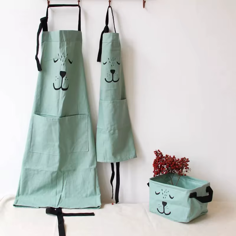Dessin animé ours enfants adultes tabliers femme cuisine tablier BBQ bavoir cuisson Parent enfant pe