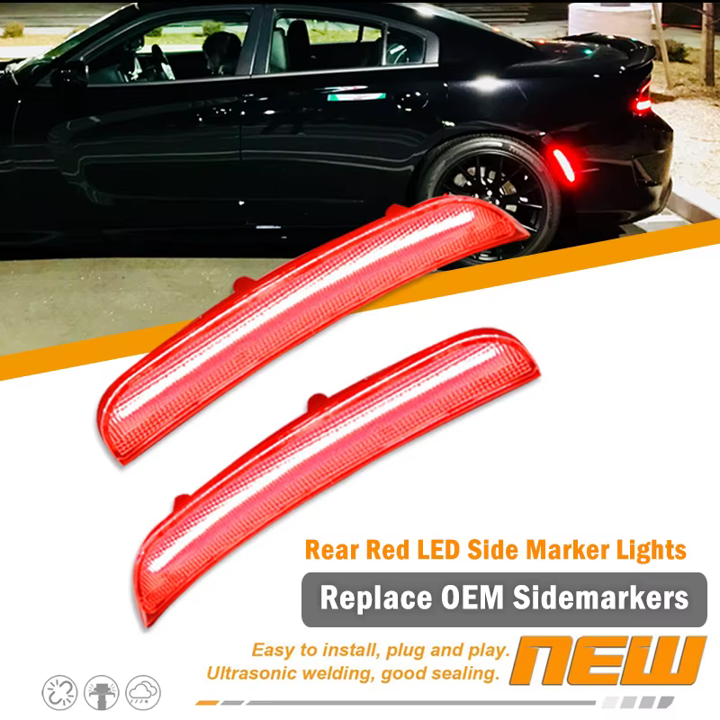 IJDM – Kit de feux de position latéraux LED pour pare-chocs avant/arrière ambre/rouge, pour Dodge Ch