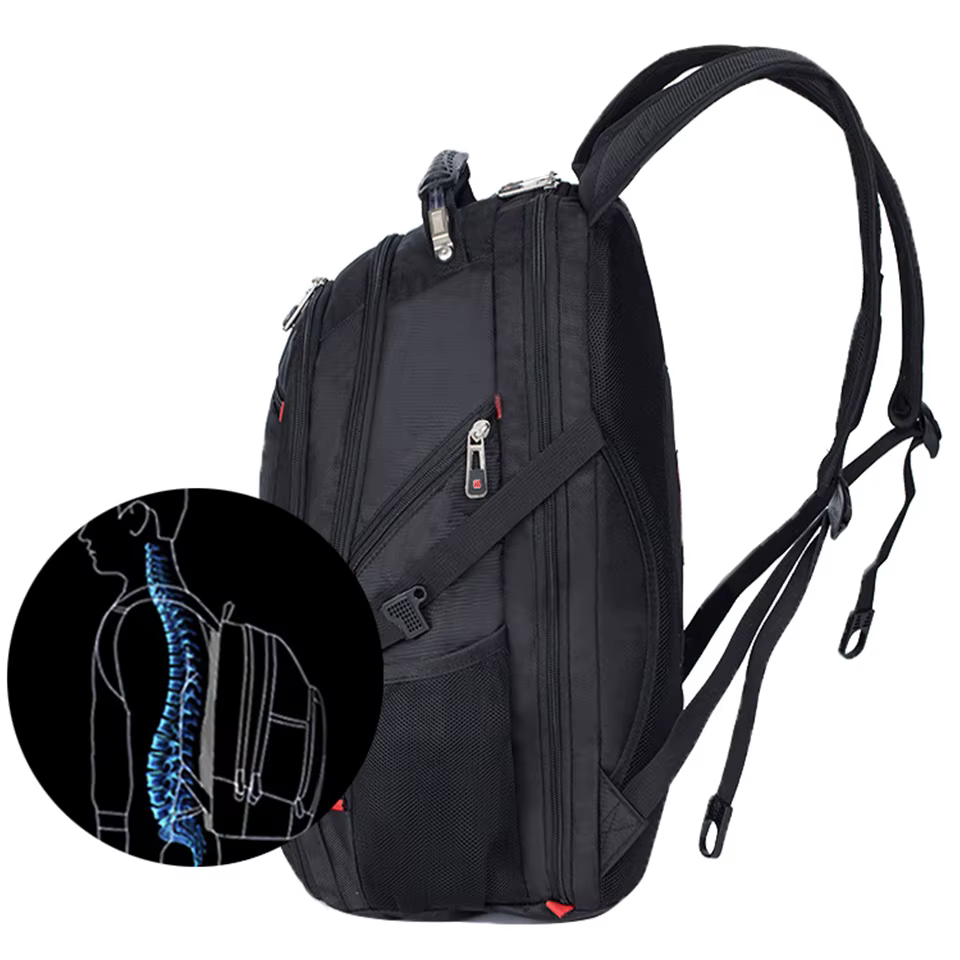 Sac à dos suisse étanche pour hommes, sacs à dos pour ordinateur portable 15.6/17 pouces, sacs de vo