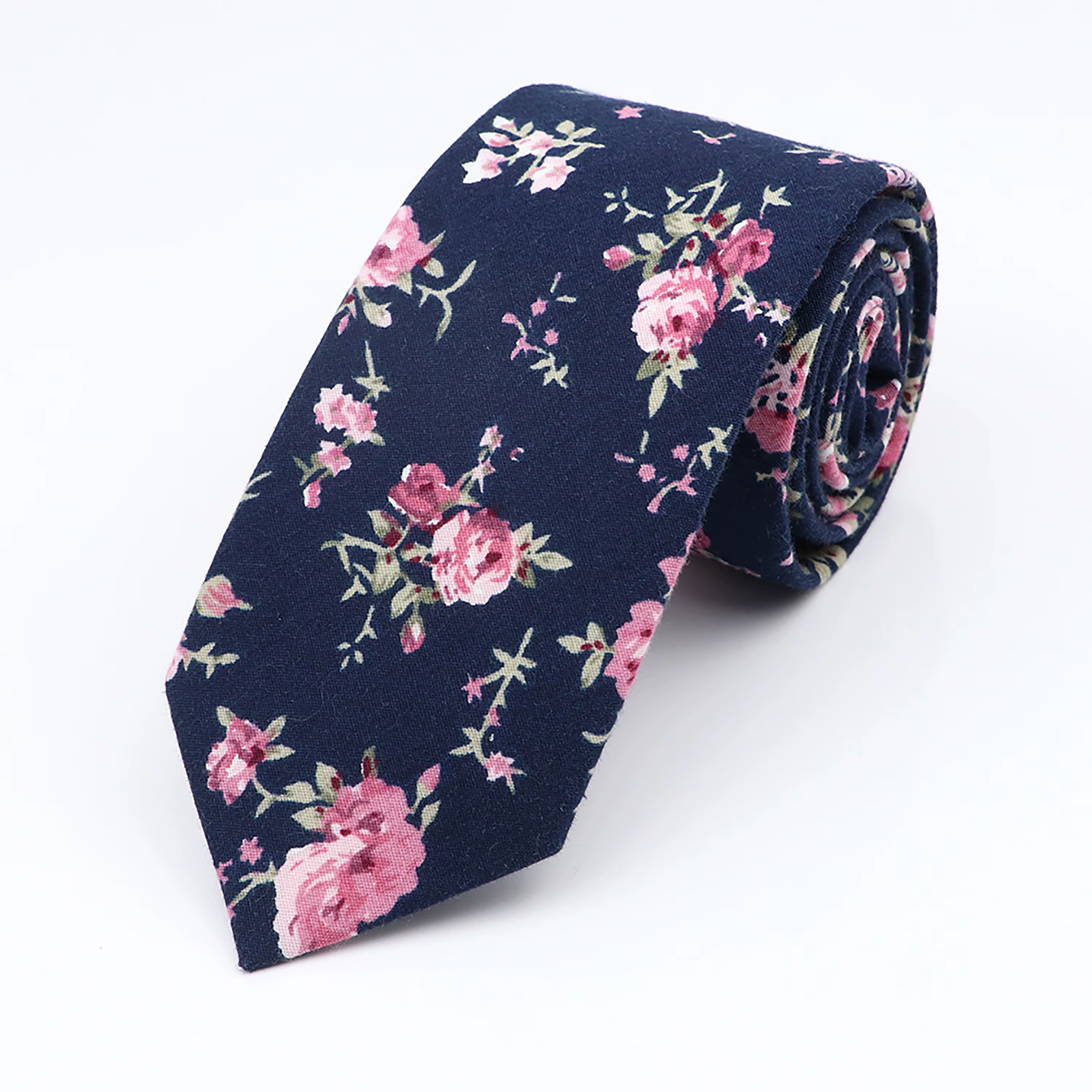 Nouvelle cravate florale élégante pour hommes femmes 100% coton belle fleur Paisley cravate étroite 