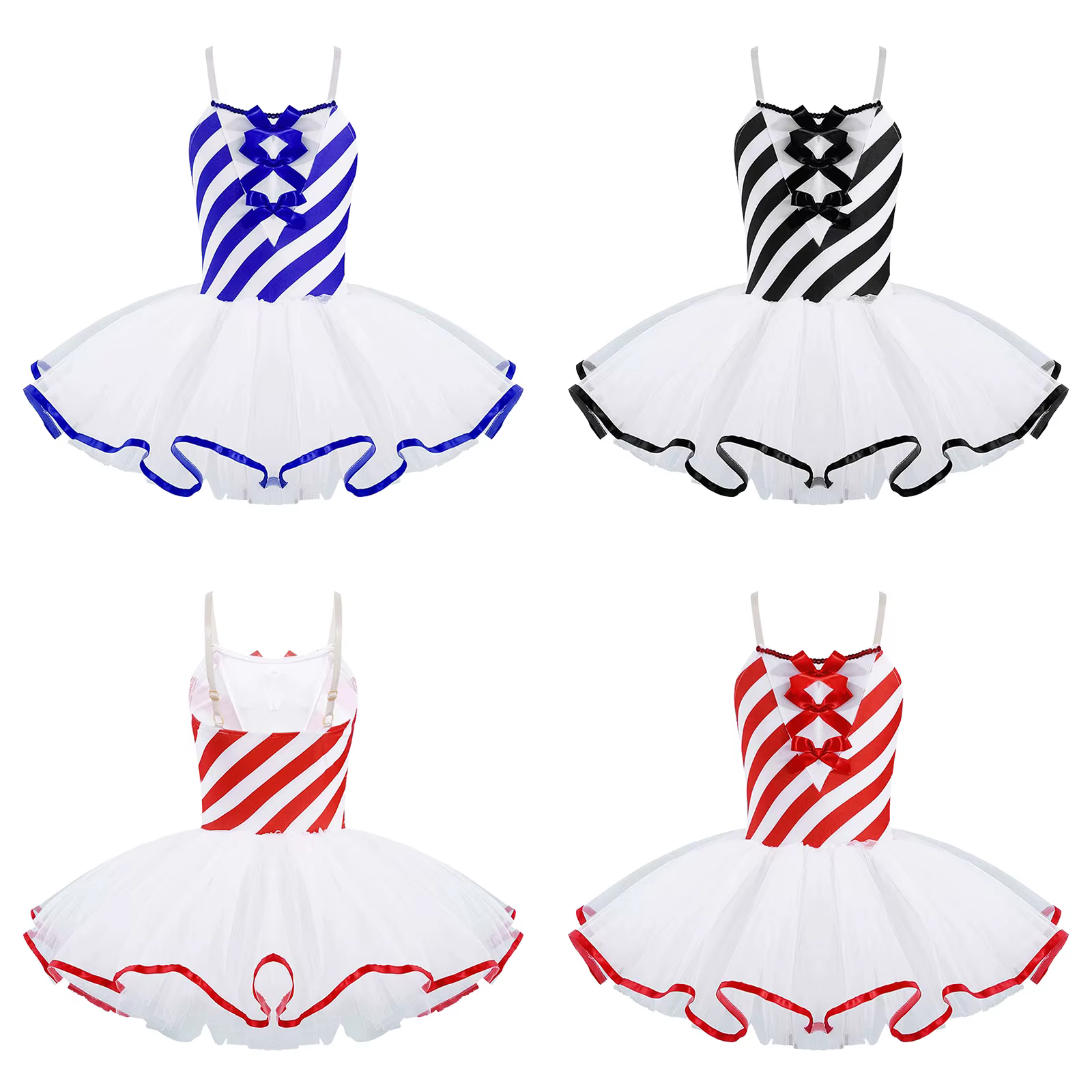 Robe de danse tutu de ballet rayée Candy Cane pour filles, patinage artistique de Noël, costume de d