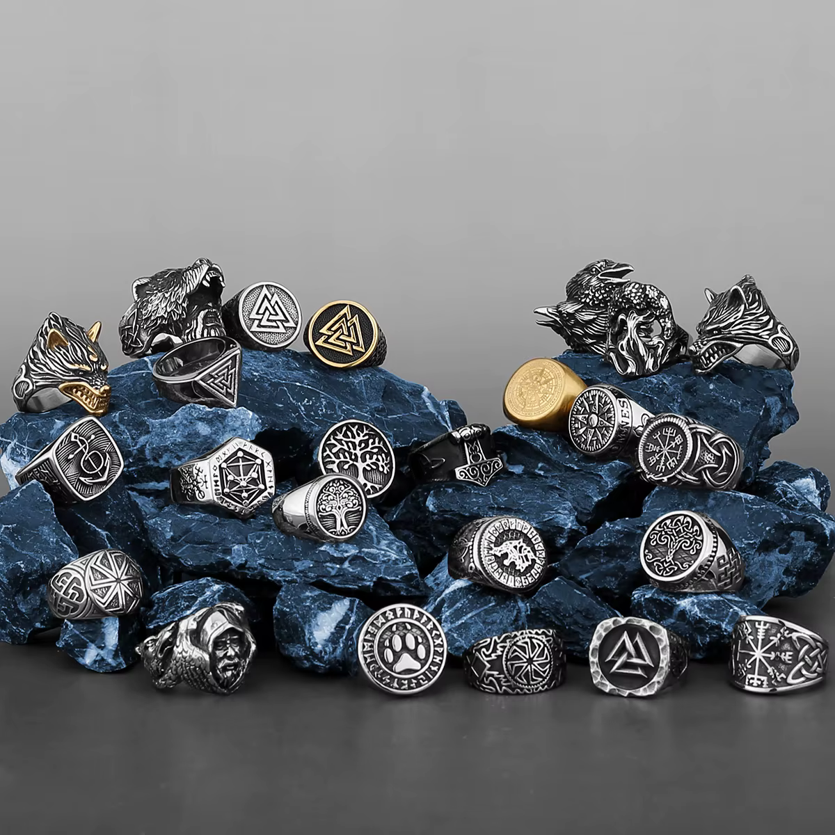 Anneau Viking nordique en acier inoxydable, boussole ancre, arbre de vie, Rune Viking, loup, pour ho