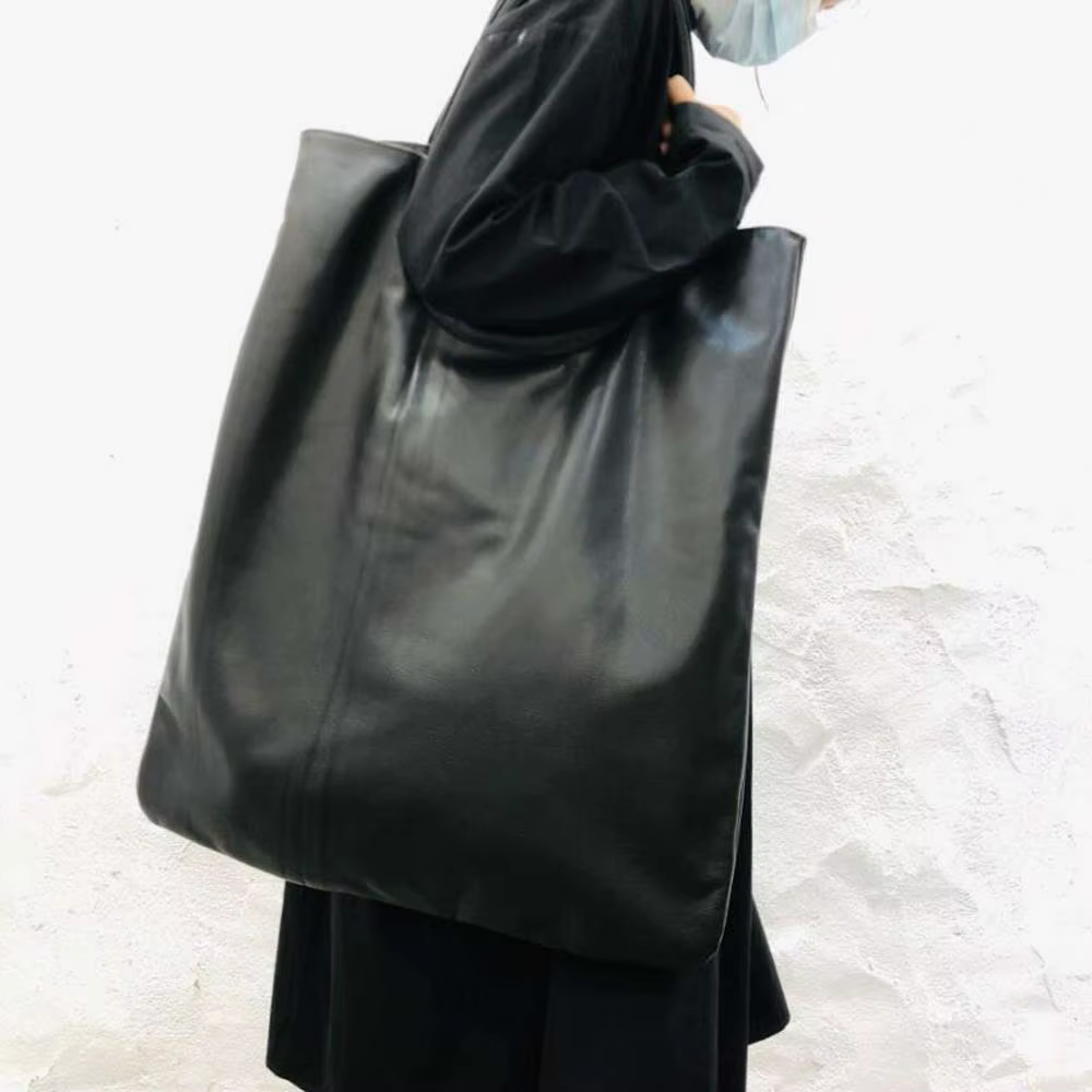 Grand sac en cuir véritable souple pour femme, fourre-tout décontracté, sac de voyage pour ordinateu
