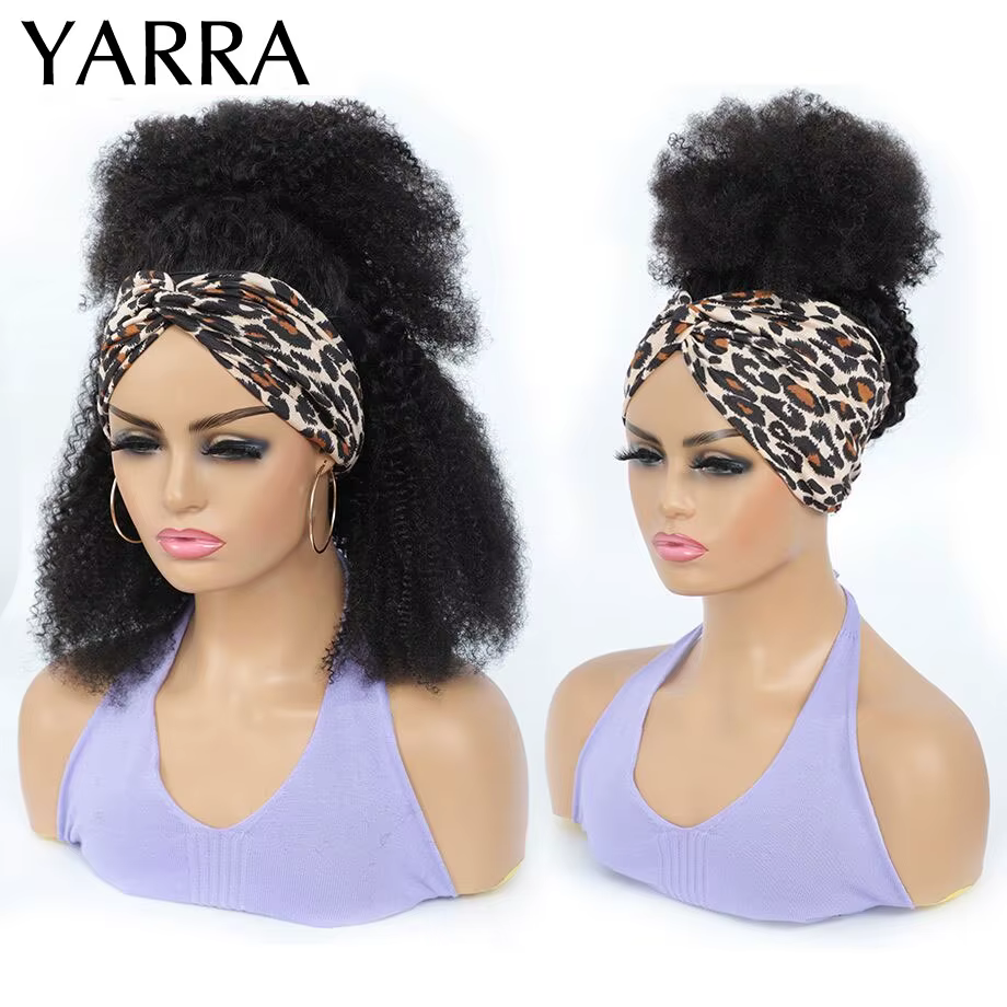 YARRA-Perruque Brésilienne Naturelle Remy, Cheveux Crépus Bouclés, Afro, Fait à la Machine, Densité