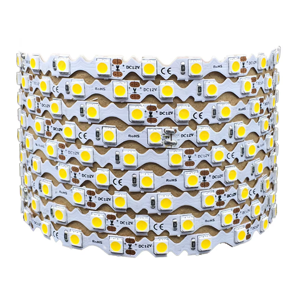 Bande LED Flexible en forme de S, 5m, 12V, 24V, 5050 RGB, blanc chaud, blanc, 60LED/m, canal de plia