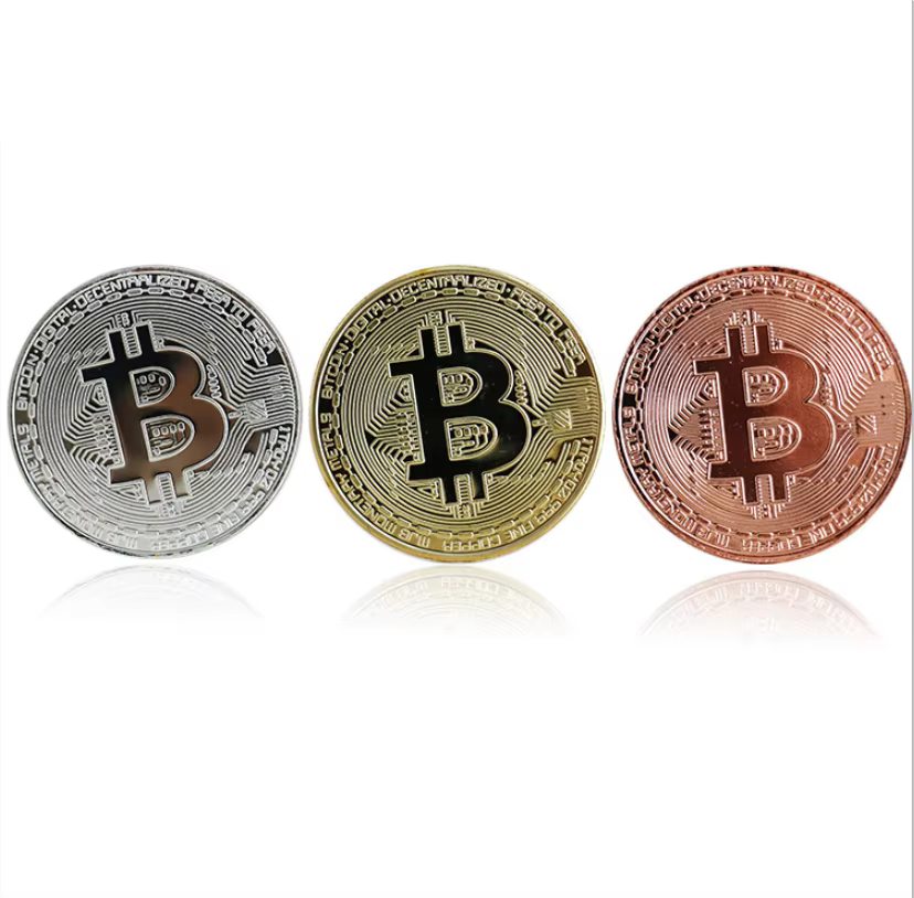 BITCoin Art Collection plaqué or Bitcoins physiques Bitcoin BTC avec étui cadeau métal physique Anti