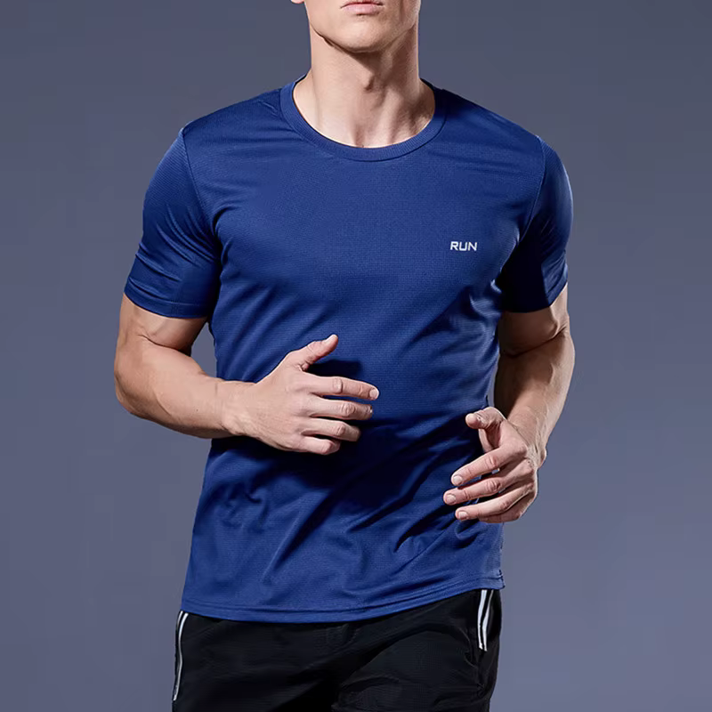 Haute qualité Polyester hommes course t-shirt séchage rapide Fitness chemise entraînement exercice v