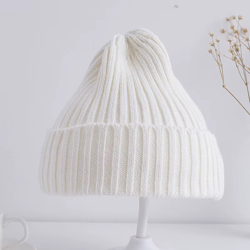 Bonnet tricoté côtelé pour bébés filles et garçons, casquette coupe-vent décontractée pour tout-peti