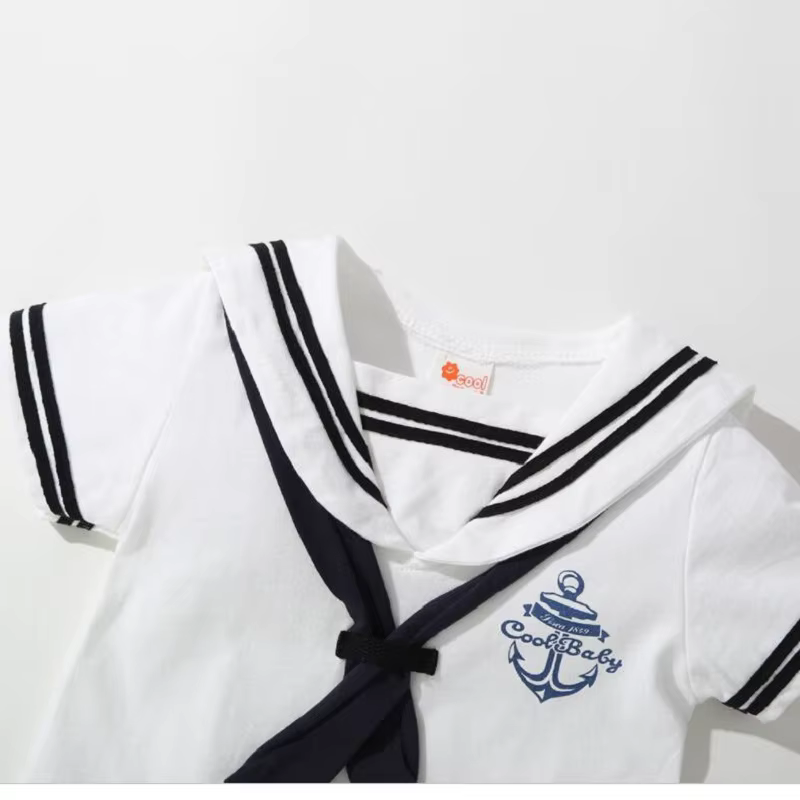 Vêtements d'été pour bébés garçons et filles, barboteuse marine, combinaison de marin pour nouveau-n