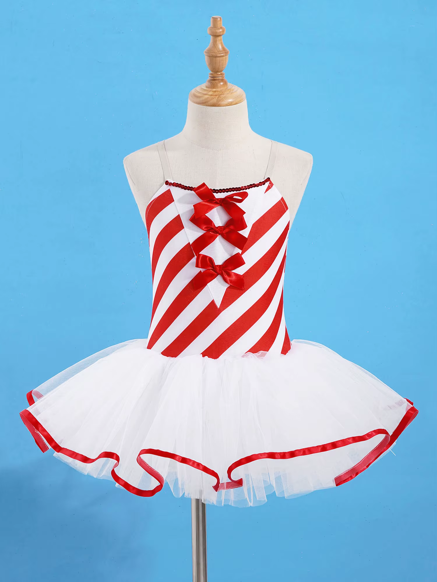 Robe de danse tutu de ballet rayée Candy Cane pour filles, patinage artistique de Noël, costume de d