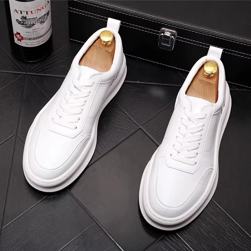 Chaussures plates à lacets en cuir véritable pour hommes, style britannique, mode de luxe, baskets b