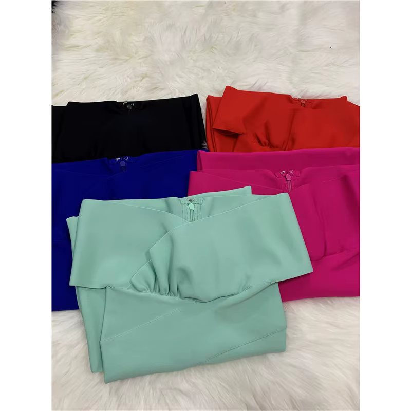 Moonccloset nouvel été 5 couleurs Sexy mode femmes épaules nues robe de pansement vert boîte de nuit