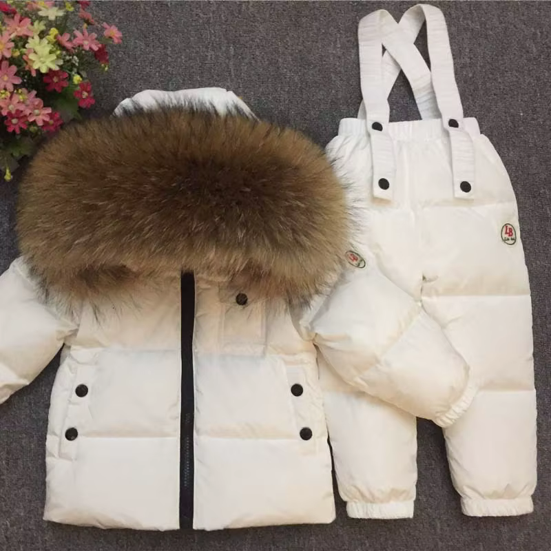 Costume d'hiver russe pour filles, costumes chauds d'hiver pour enfants, veste en duvet de canard + 